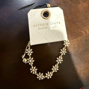 BNWT Altar'd State Gold and Cream Floral Bracelet